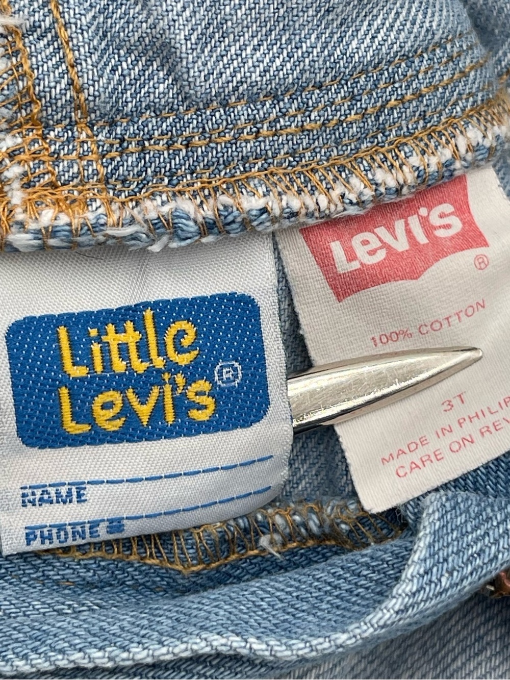 Vintage 80s 90s Little Levis Denim Jeans Kids Toddler Size 3T Cargo Checkered - Picture 8 of 12